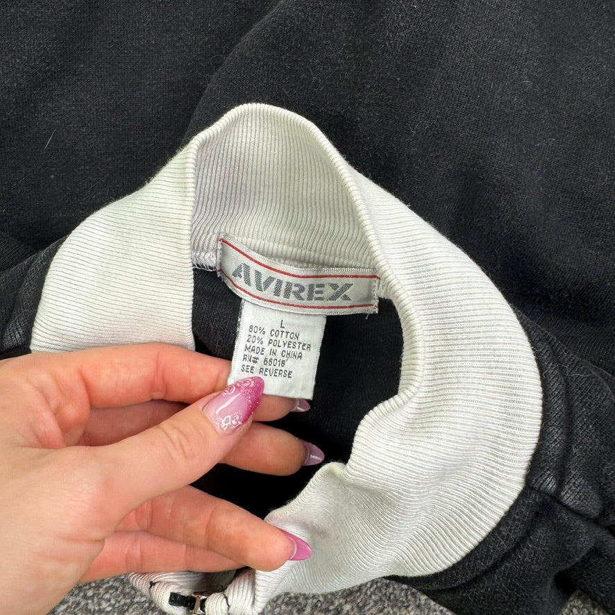 Vintage Avirex jumper zip up spell out embroidered contrast stripe 90s Y2K