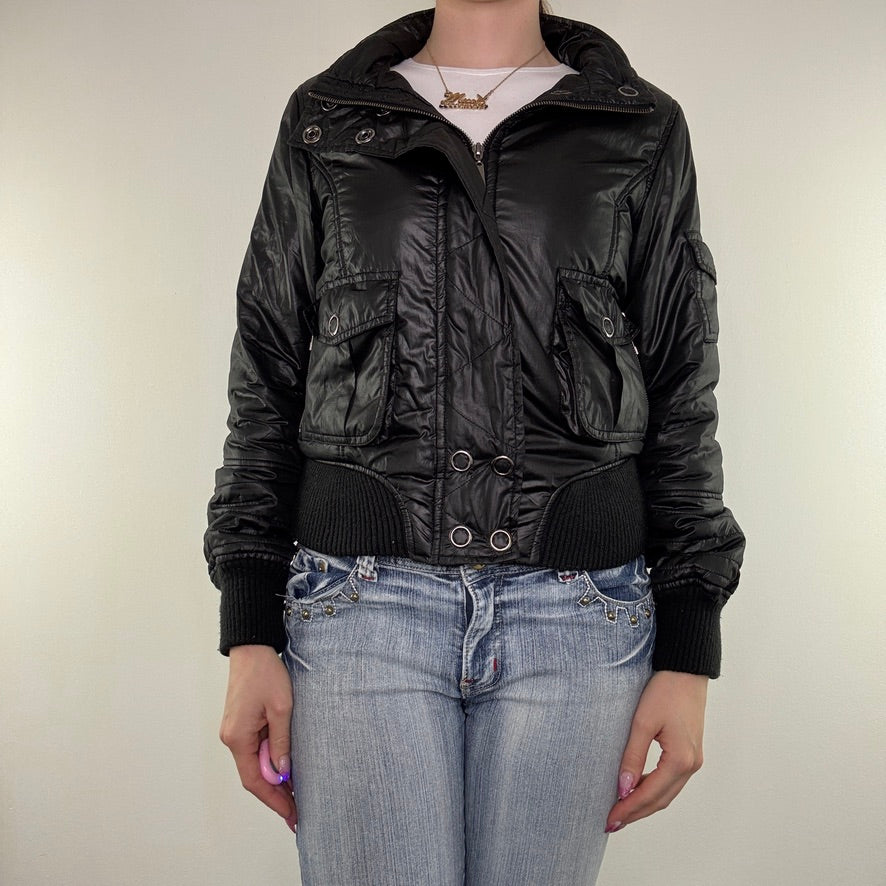 Y2K vintage zip up short puffer jacket