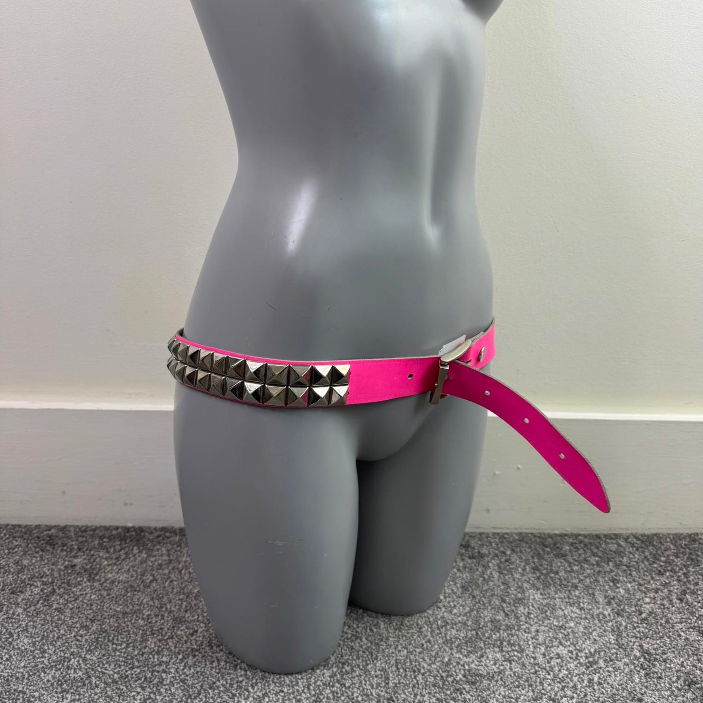 Y2K vintage Lowlife belt genuine leather studded pink silver