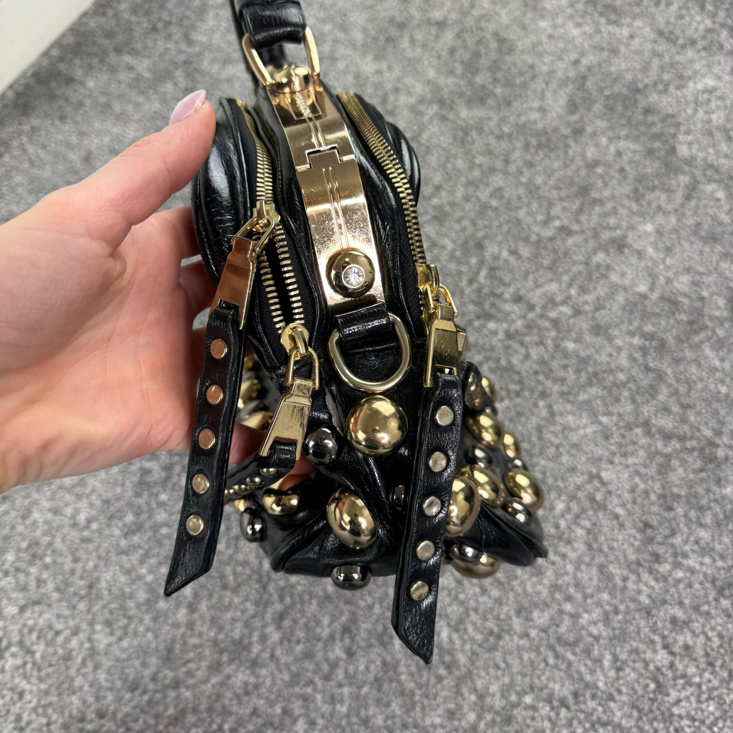 Y2K vintage faux leather studded handbag