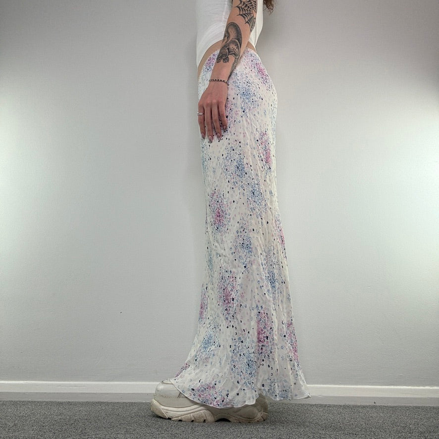 Y2K floaty floral summer maxi skirt