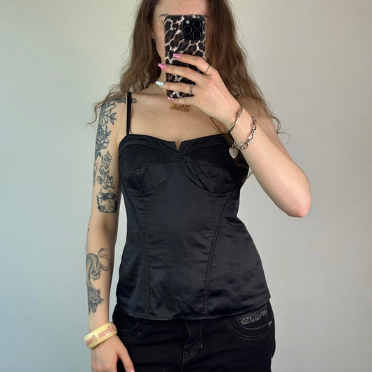 Y2K vintage satin bustier style strappy top party going out structured look