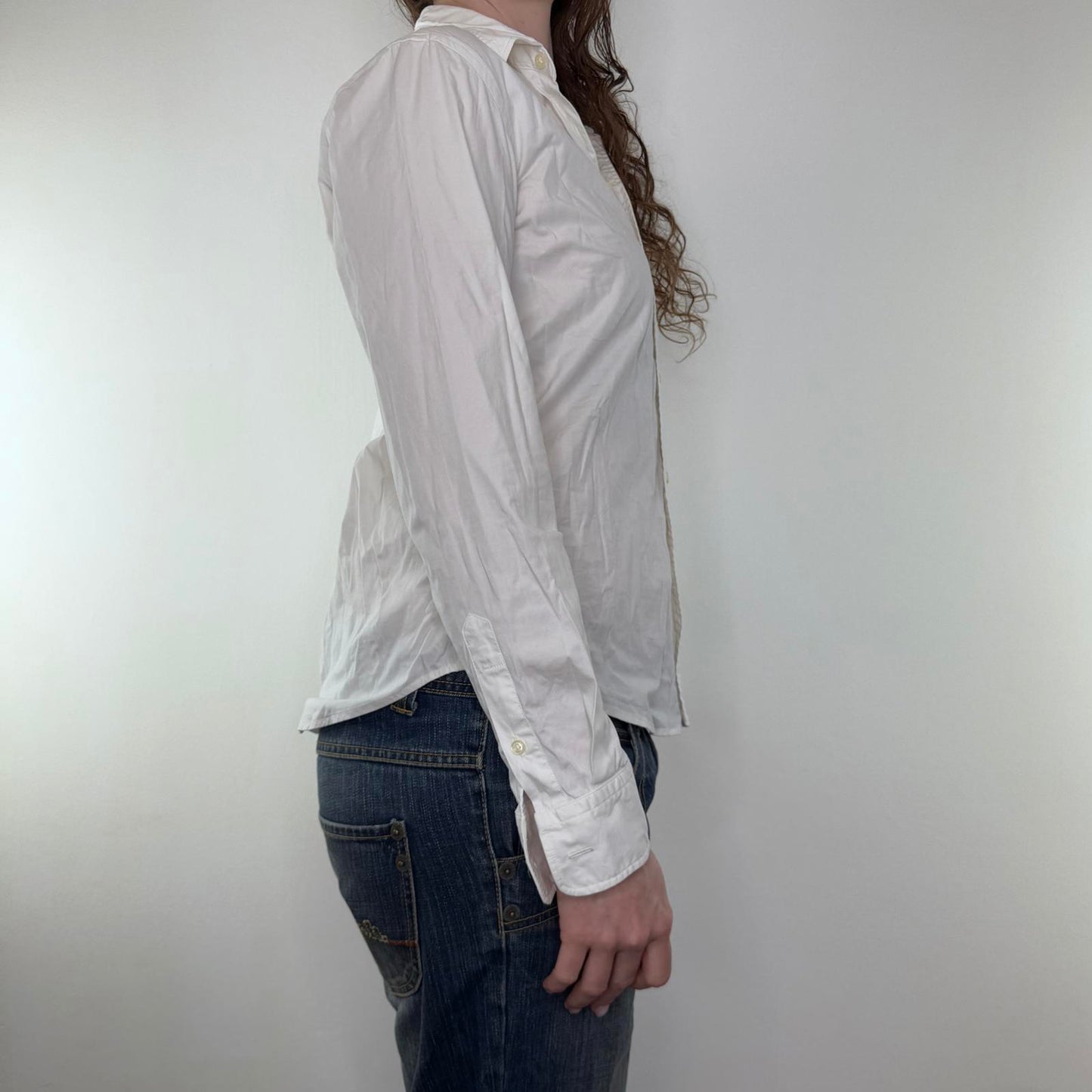 Y2K vintage Ralph Lauren Sport button up stretchy blouse shirt long sleeve