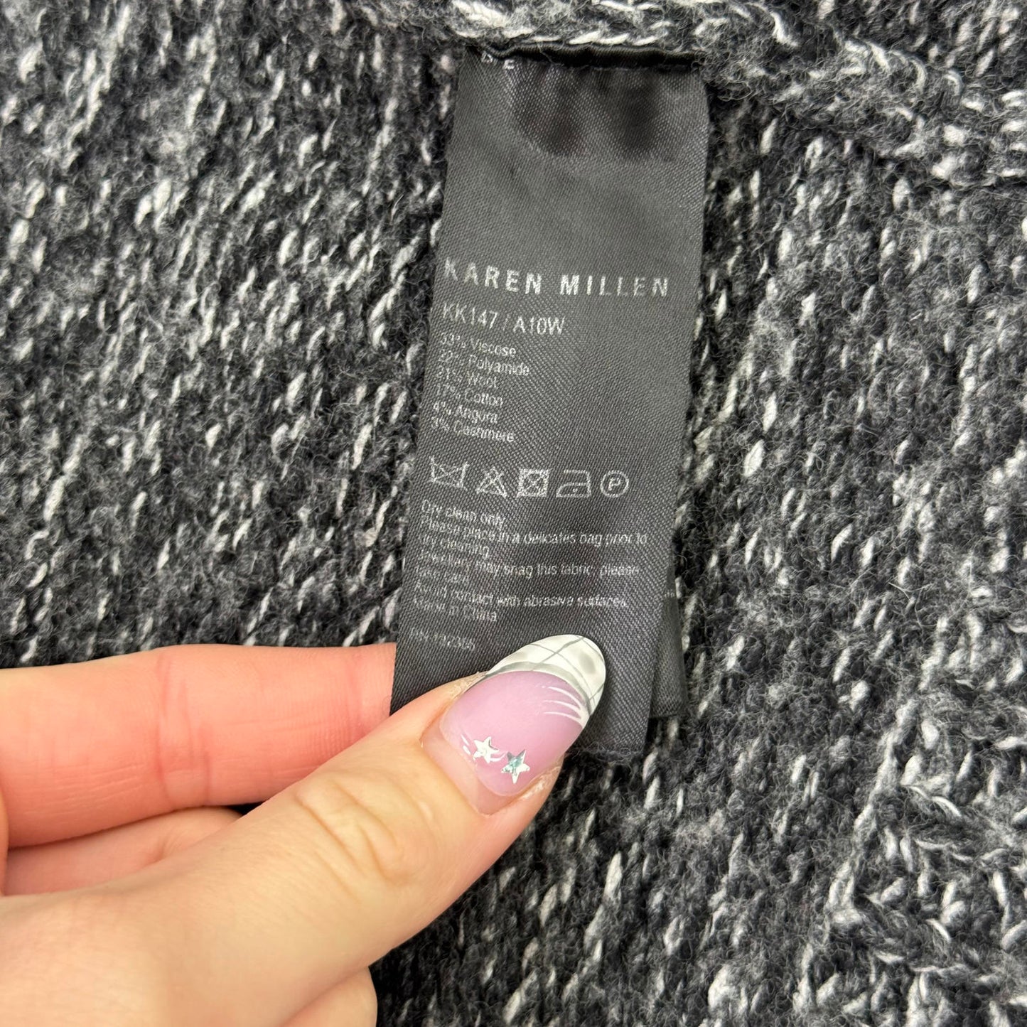 Vintage Karen Millen cashmere angora wool blend short sleeve cardigan belt