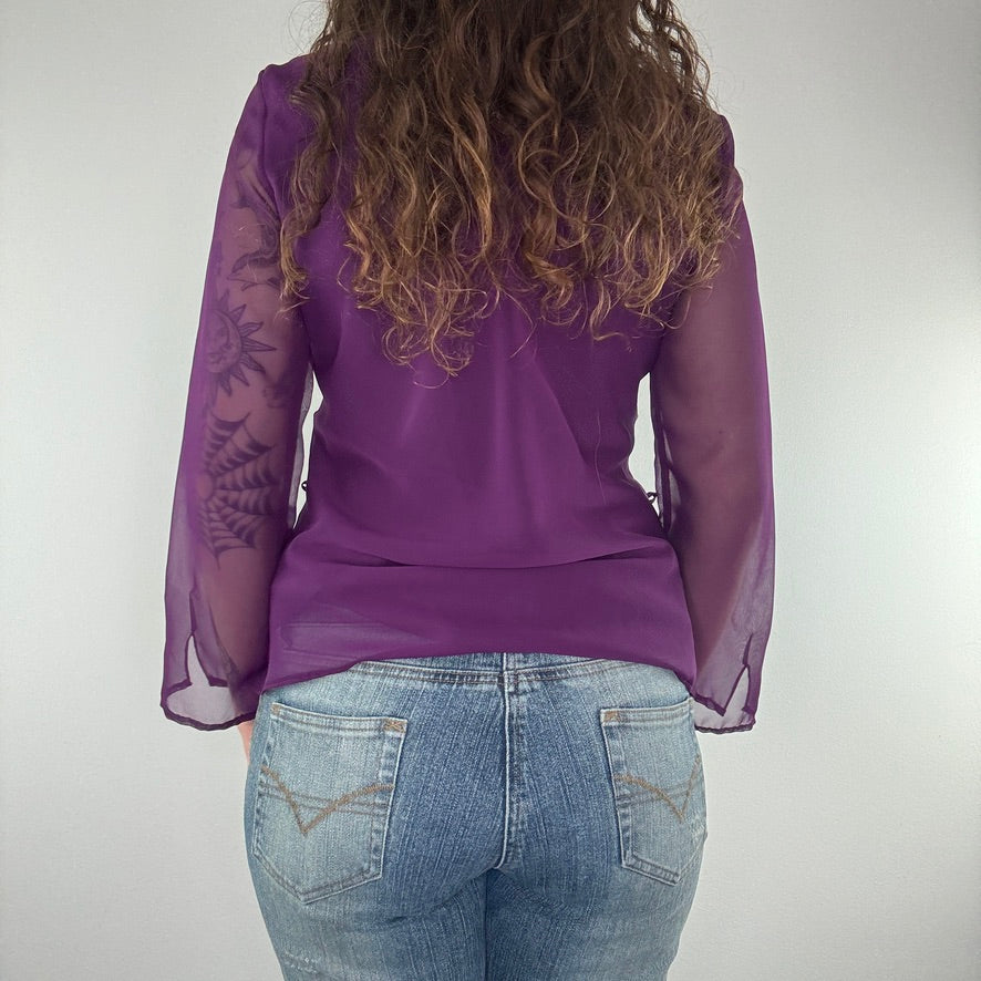 Y2K vintage sheer floaty long sleeve top