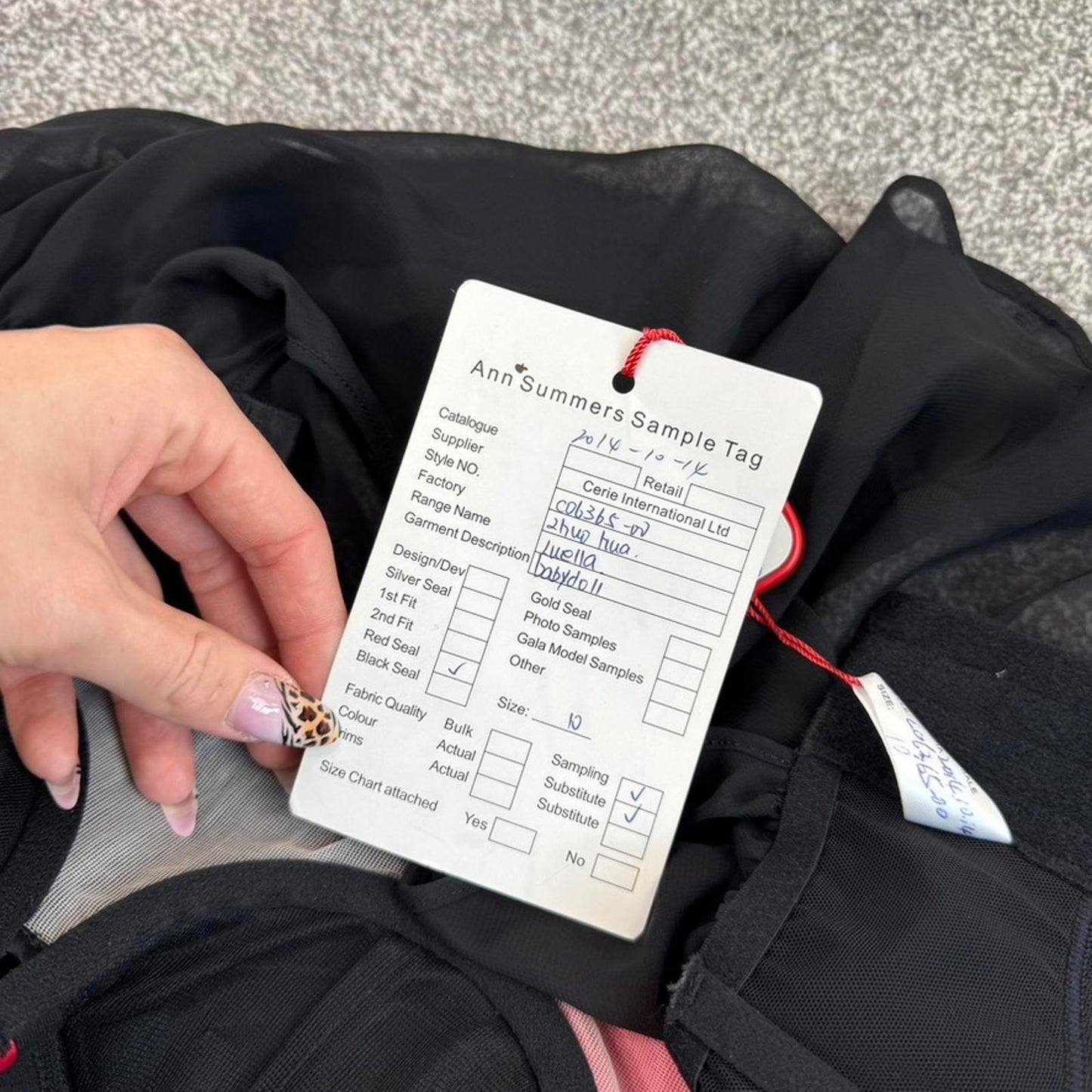 Ann Summers sample piece babydoll halter neck floral red black mesh padded satin