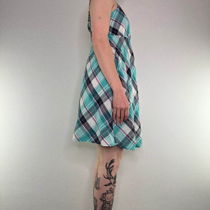 Y2K floaty tartan summer dress