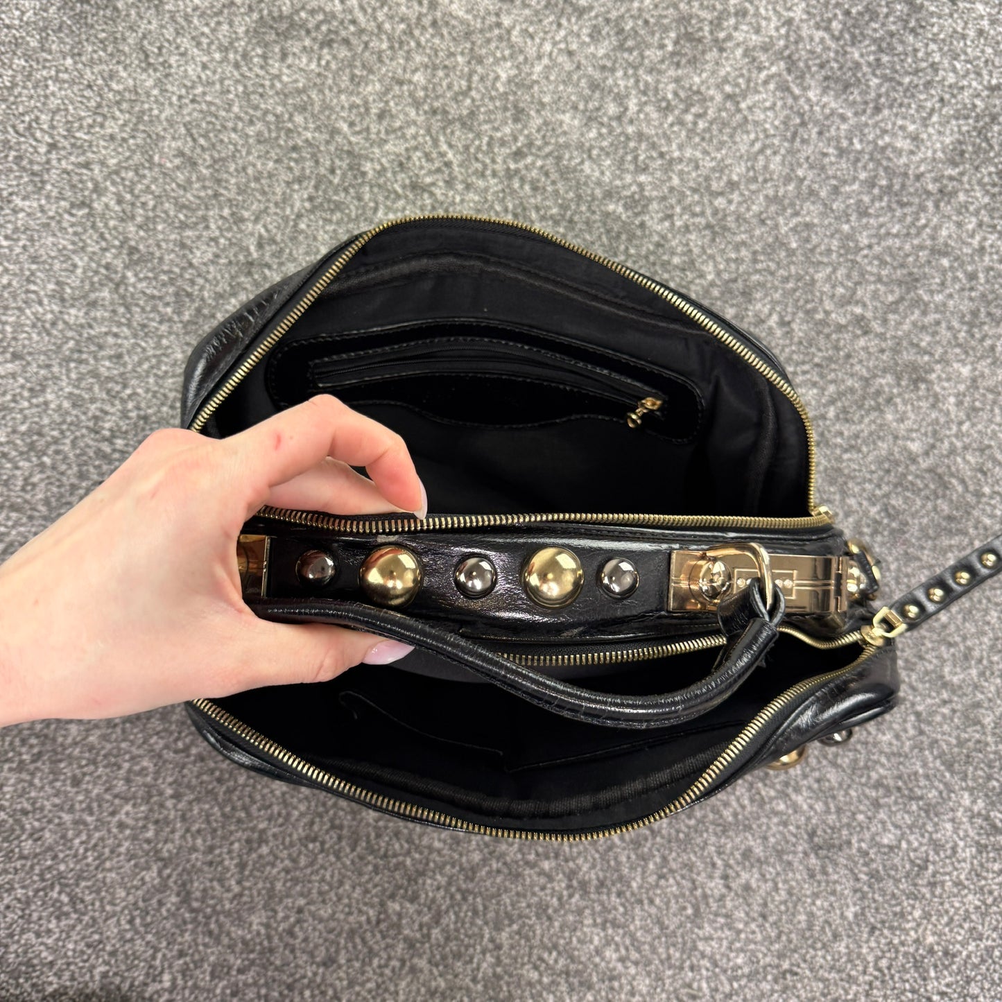 Y2K vintage faux leather studded handbag