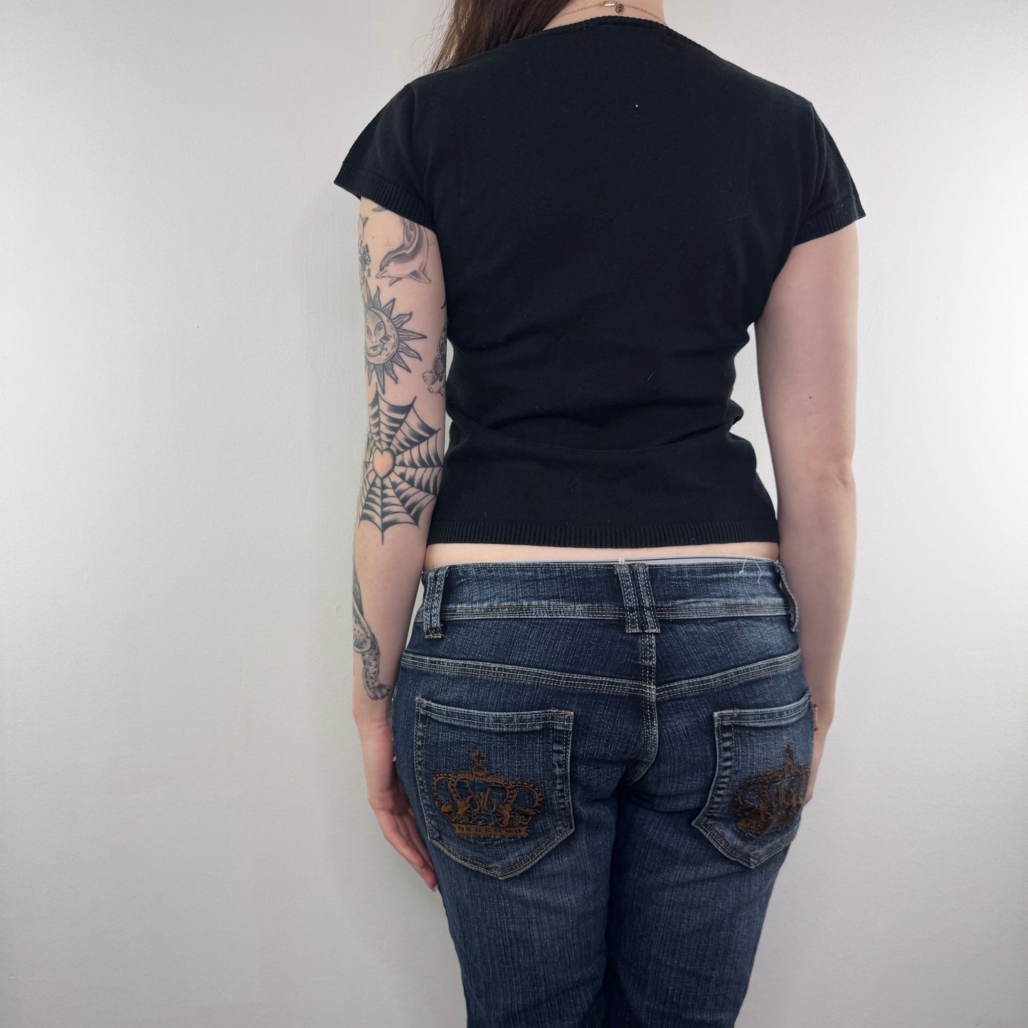 Y2K vintage fine knit black top