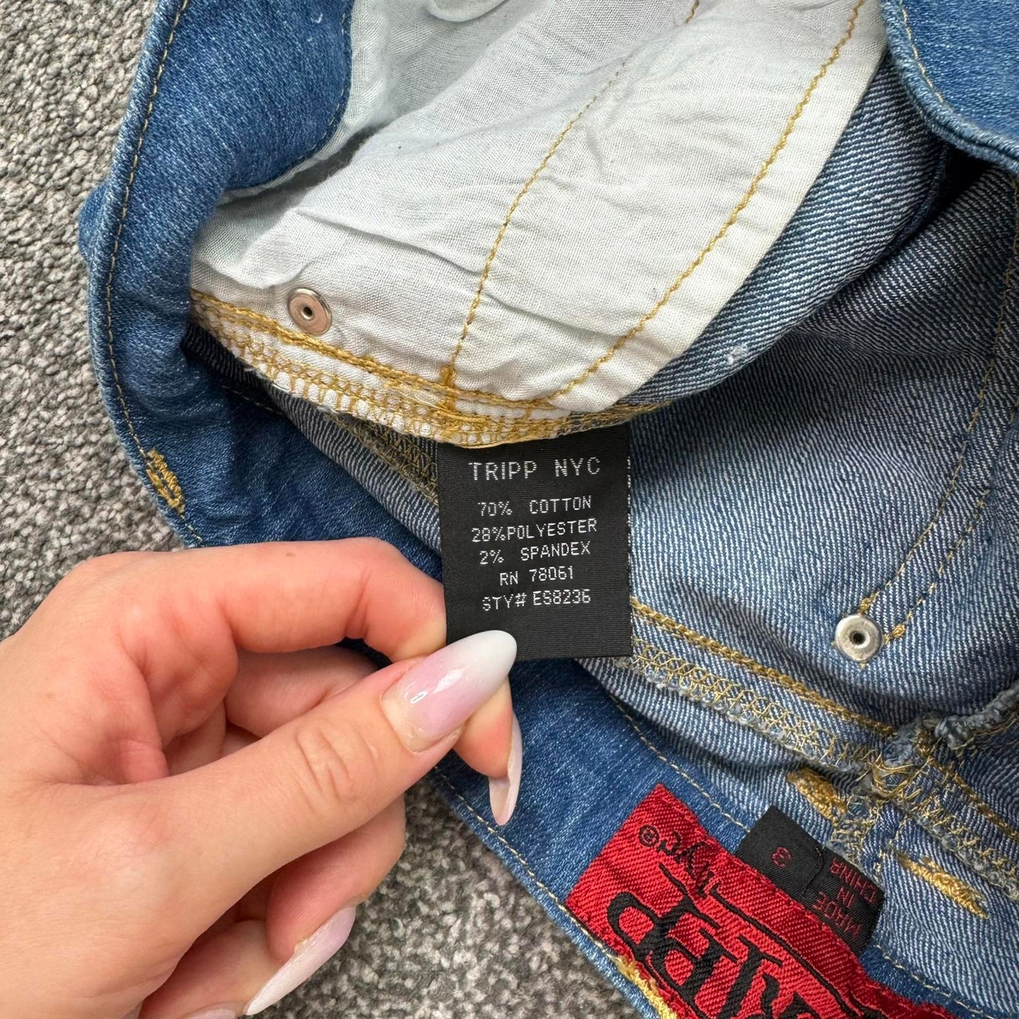 Tripp NYC low rise denim mini shorts studded zipper blue wash stretchy micro