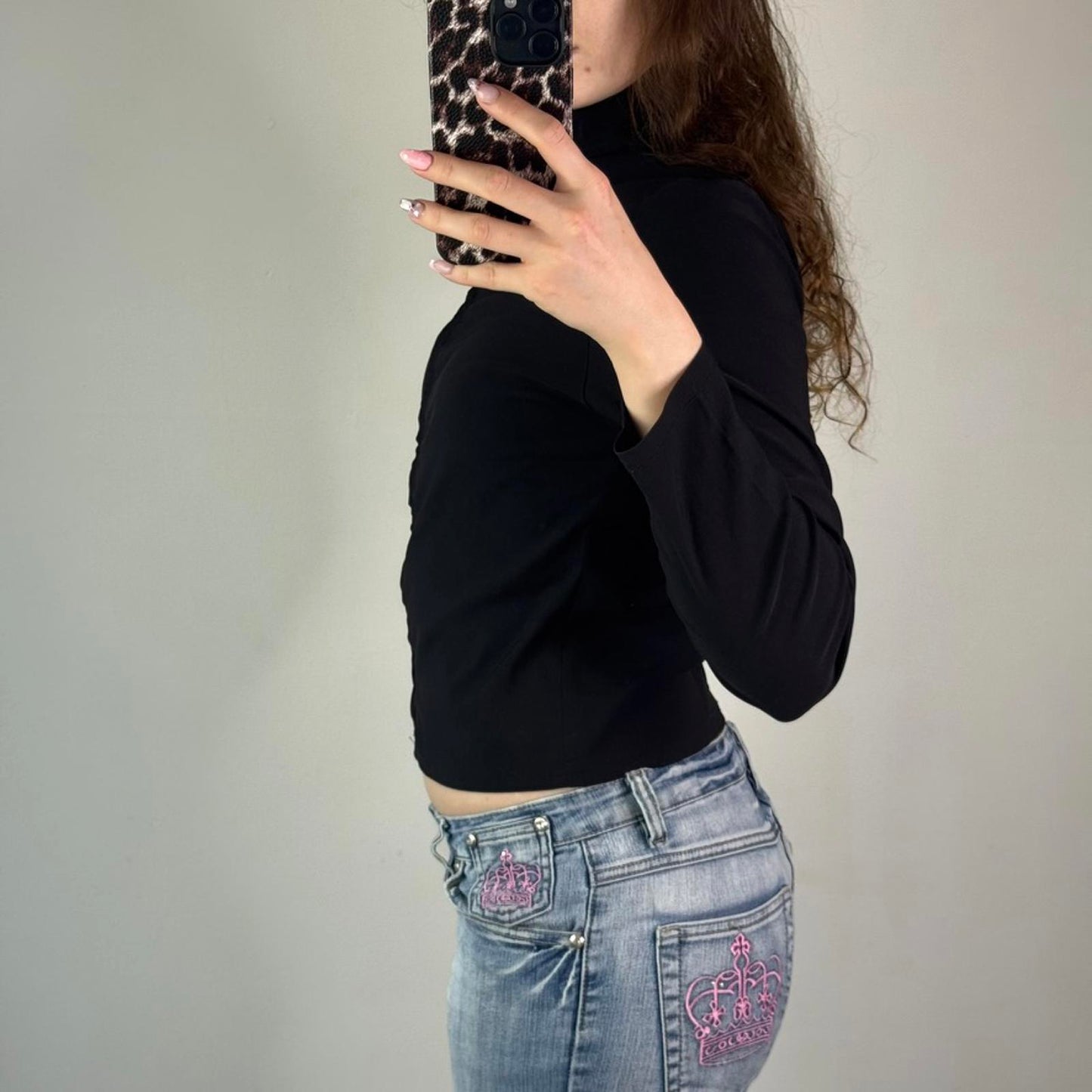 Y2K vintage fitted stretchy lightweight zip up jacket high neck