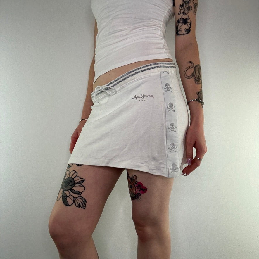 Y2K low rise skull stretchy  mini skirt