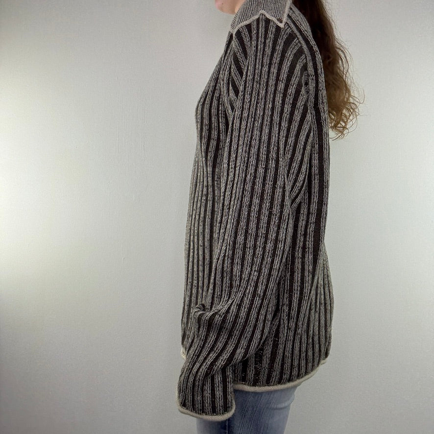 Y2K vintage stripe chunky knit jumper archive two tone