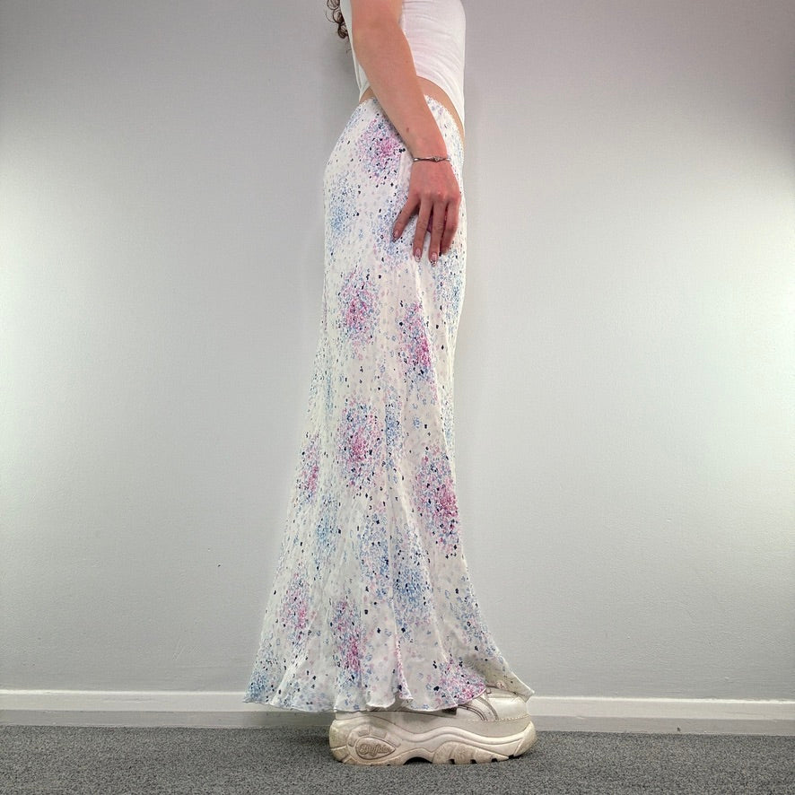 Y2K floaty floral summer maxi skirt