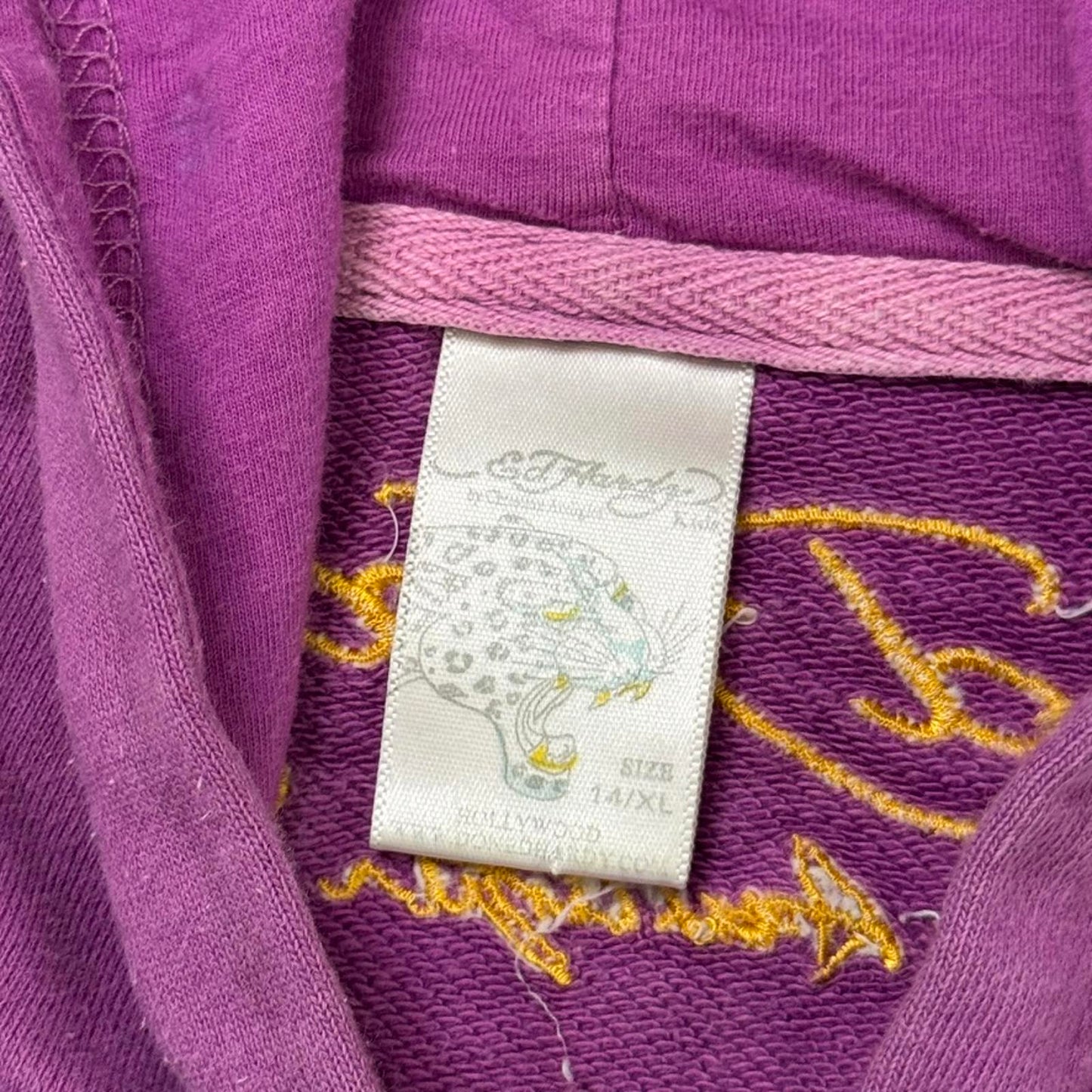 Y2K vintage Ed Hardy zip up hoodie slight cropped fit tattoo graphic print