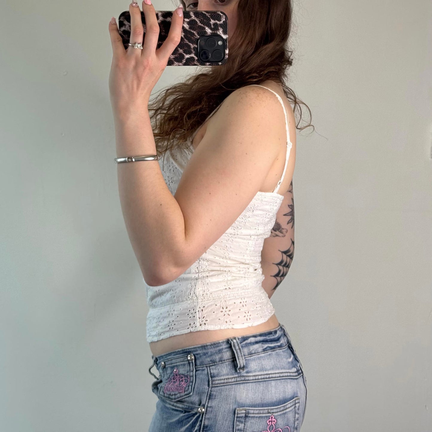 Y2K vintage coquette floral embroidery boho cami top summer square neck bust