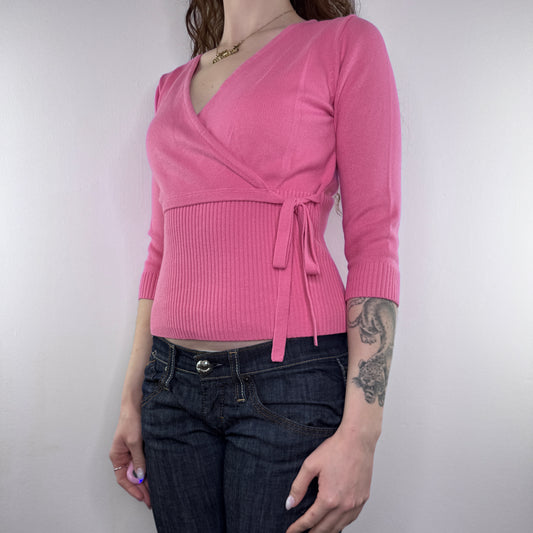 Y2K vintage fine knit bow  3/4 sleeve top