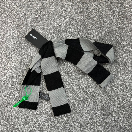 Weekday stripe slim scarf brand new with tags black grey