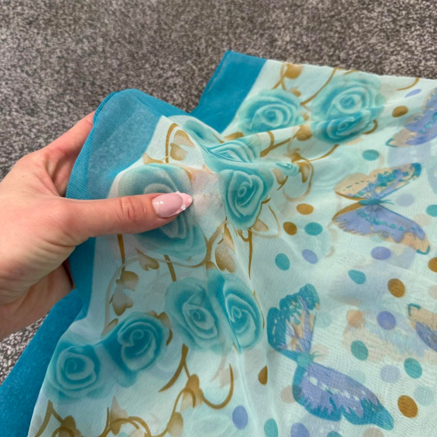 Y2K vintage sheer scarf butterfly rose thorns polka dot