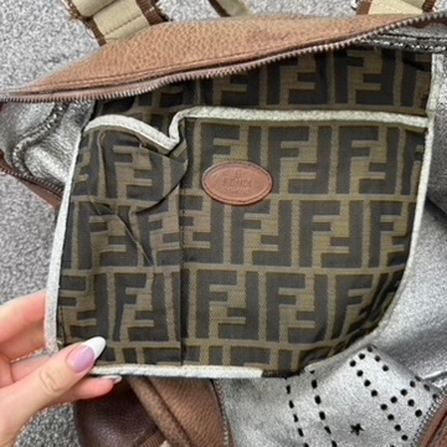 Vintage Fendi Selleria large shoulder bag genuine leather tote holdall