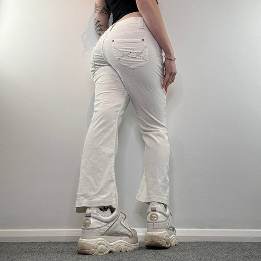 Y2K rhinestone low rise corduroy bootcut jeans