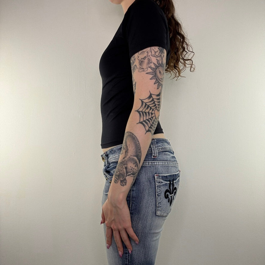 Y2K vintage slinky baby tee basic top short sleeve fitted slightly cropped