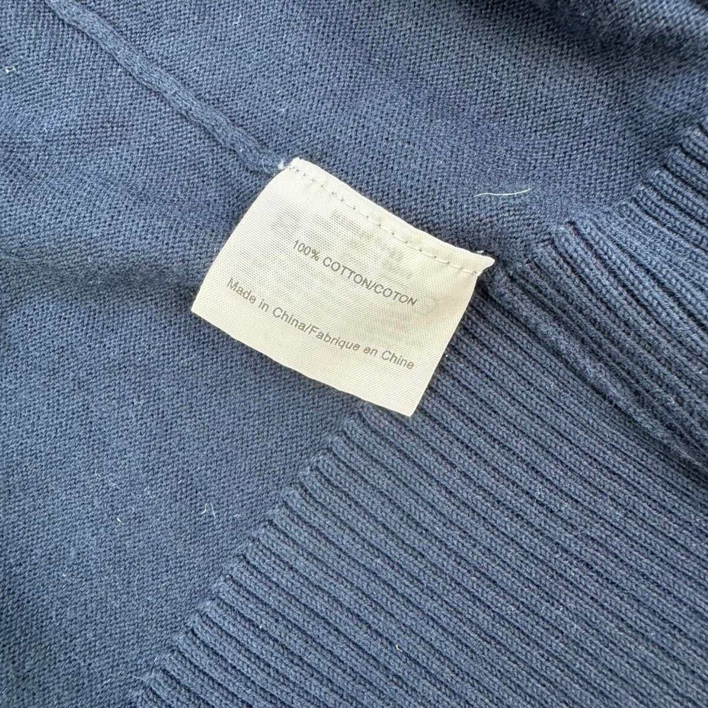 Tory Burch button up cardigan cotton navy v neck long sleeve fine knit