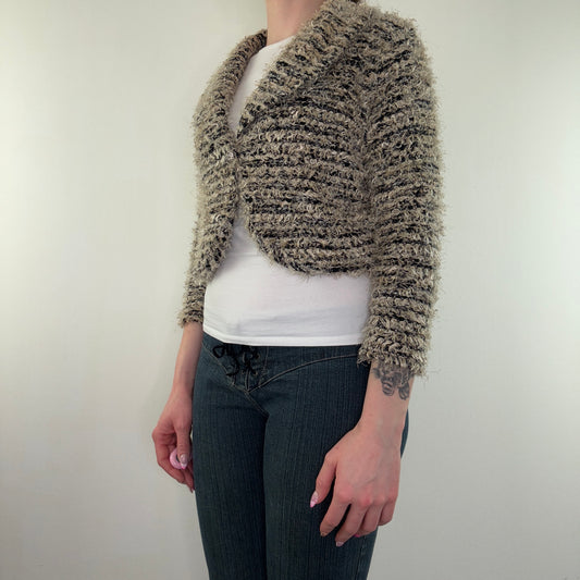 Y2K vintage shaggy knit cardigan button up