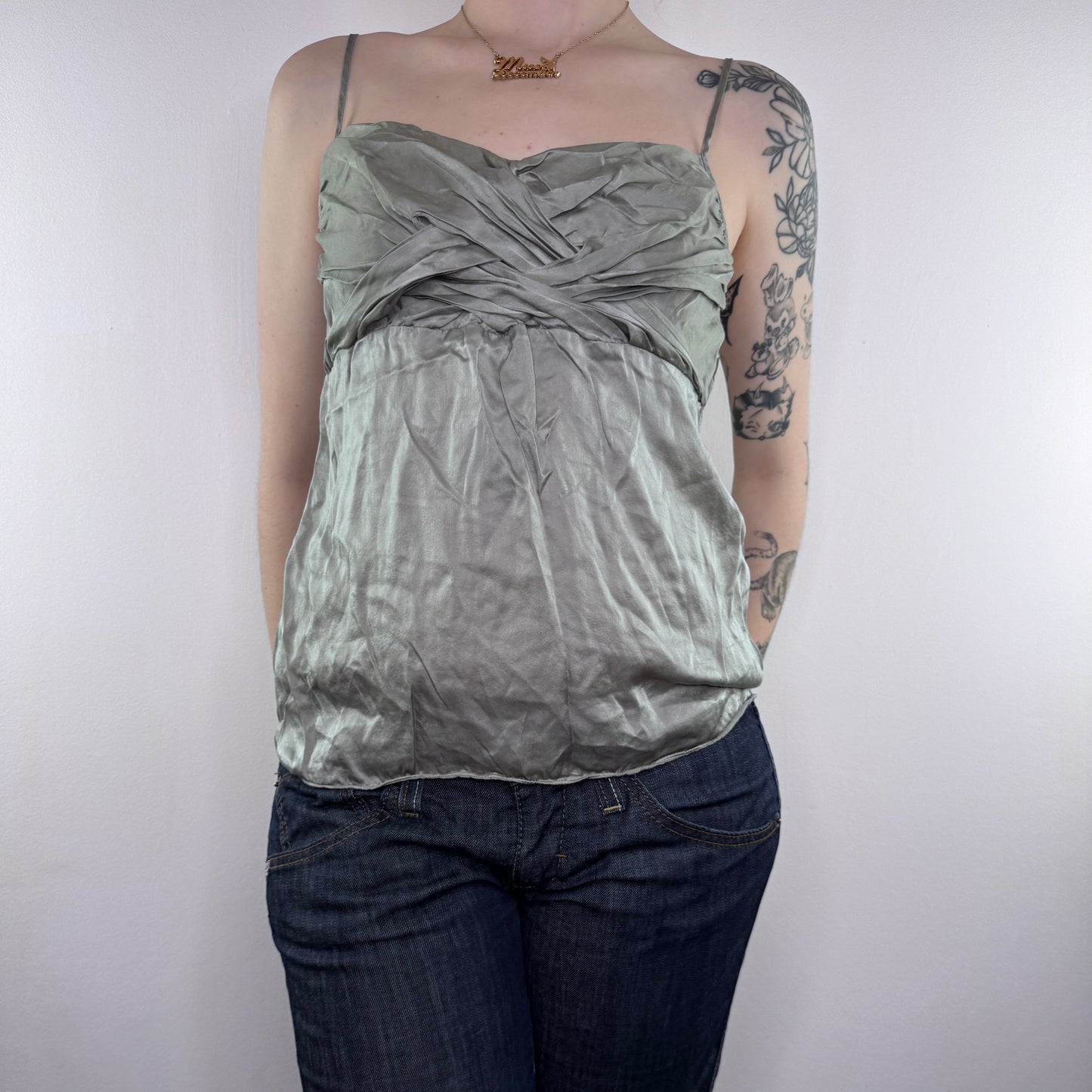 Y2K vintage Topshop silk knot bust cami top