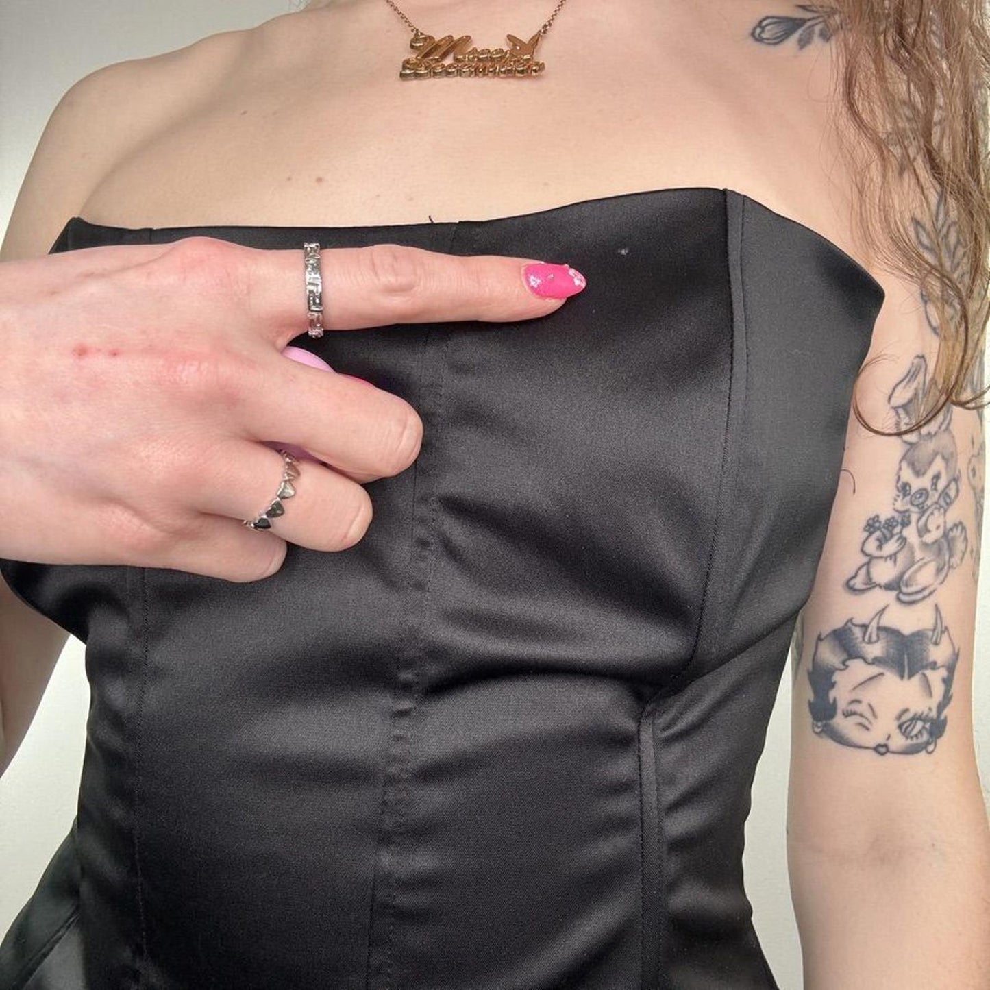Y2K vintage fitted satin strapless bustier top