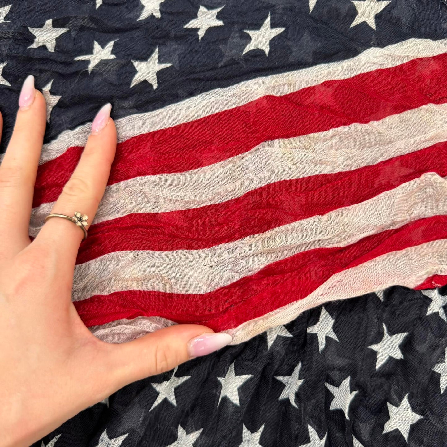 Y2K vintage USA large scarf shawl stars stripes red blue white America unisex