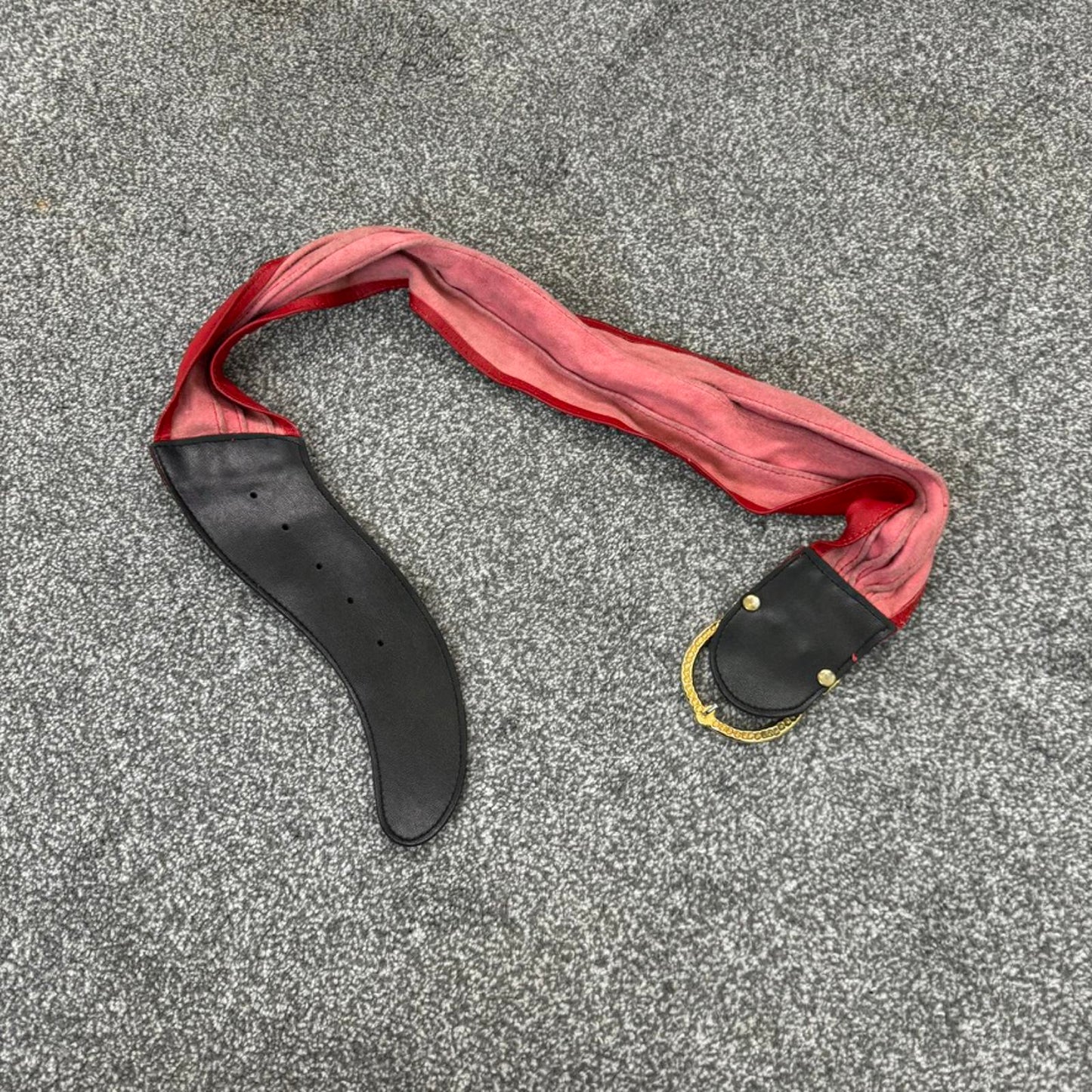 90s Vintage genuine leather chunky red gold belt oversized chunky