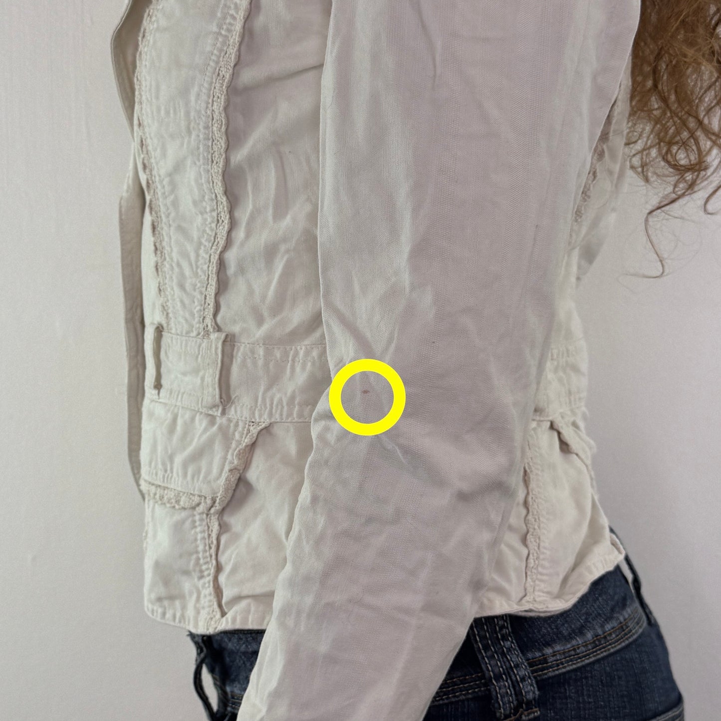 Y2K vintage fitted denim blazer frill knit trims button up jacket