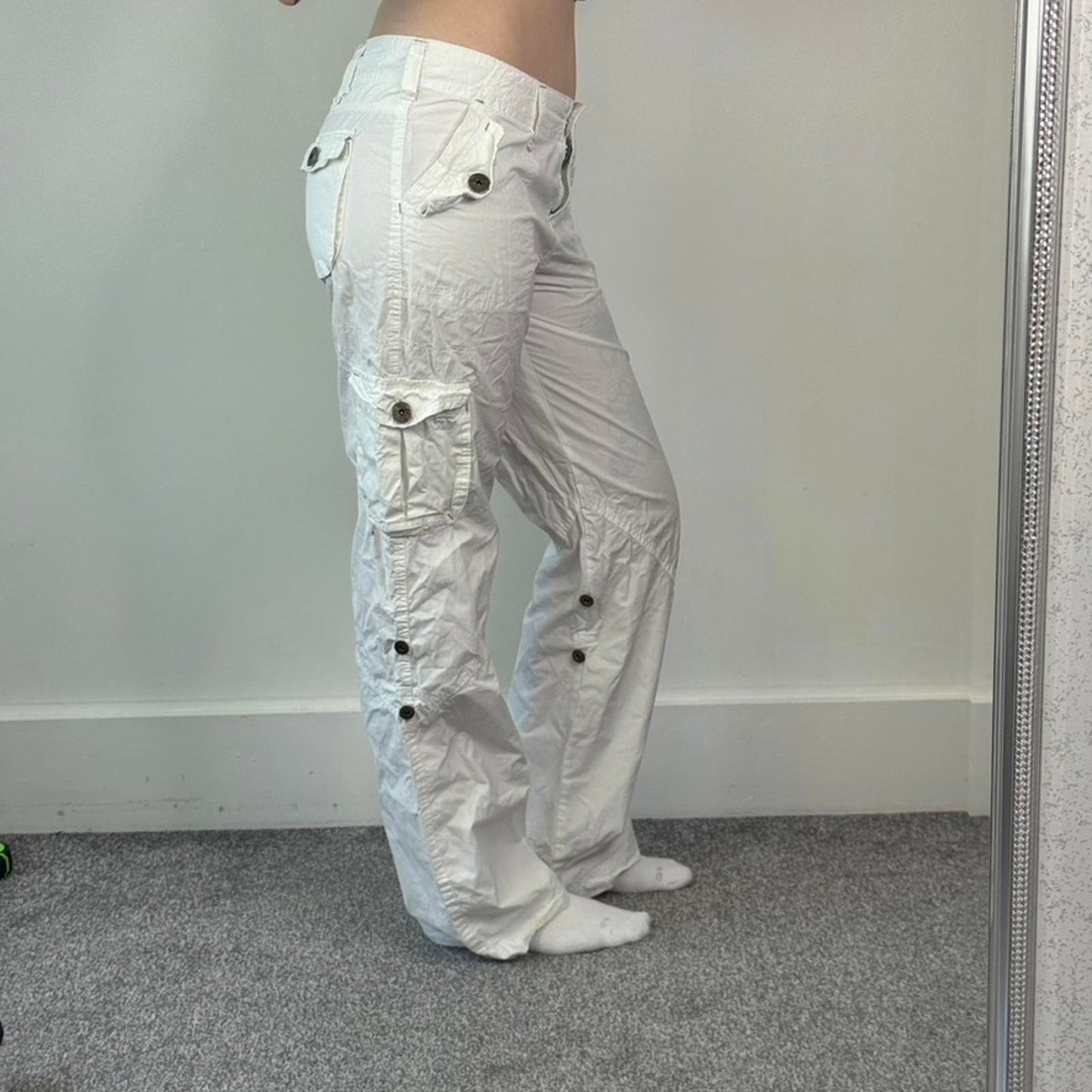 Y2K vintage low rise baggy cargo trousers combat trousers lightweight summer