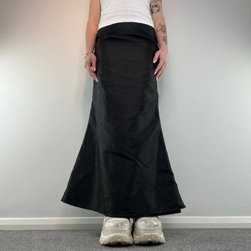 Y2K fishtail nylon maxi skirt