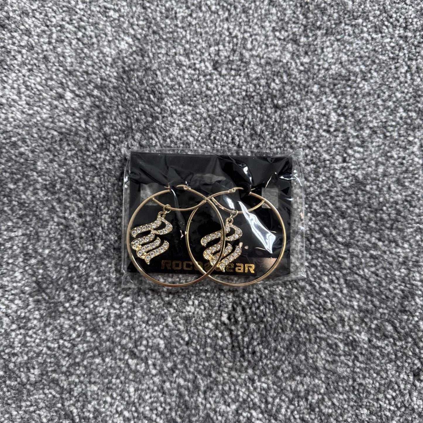 Y2K vintage Rocawear rhinestone hoops earrings