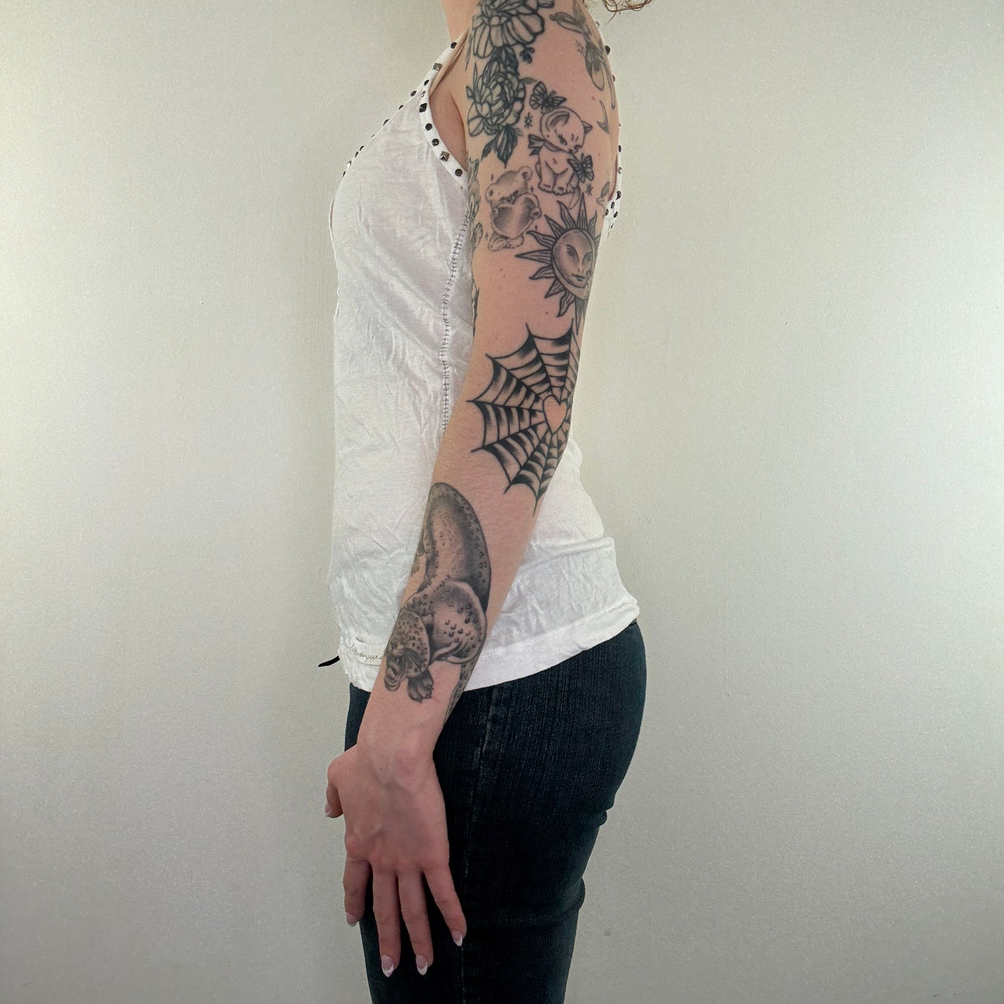 Y2K vintage white studded cami top