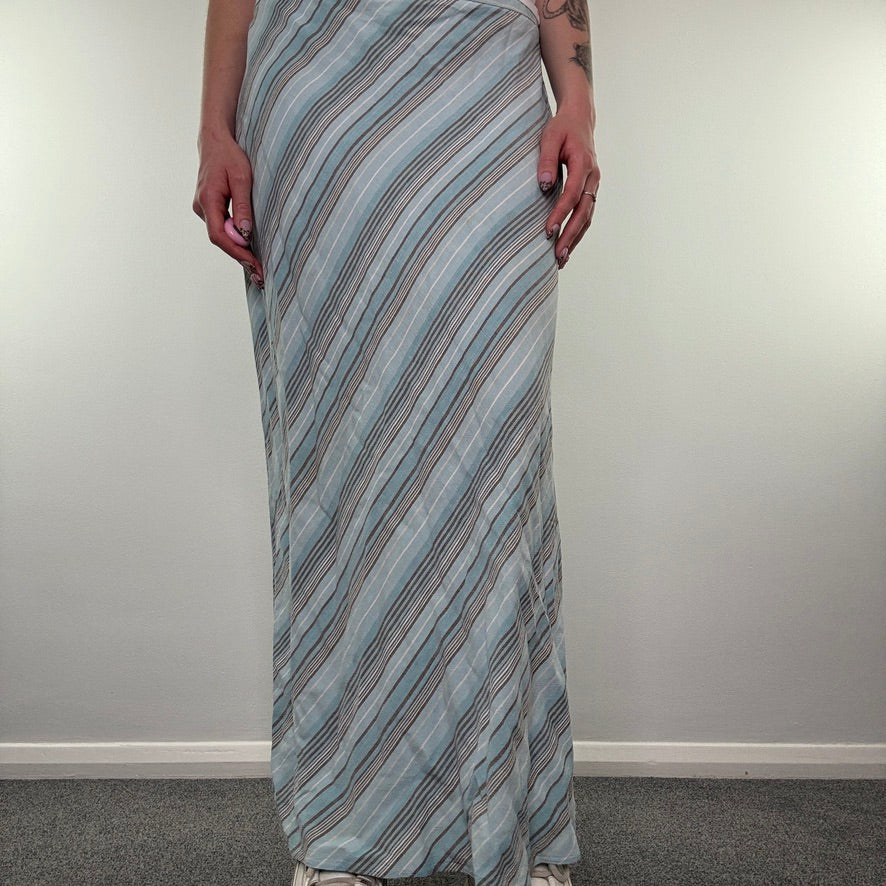 Y2K vintage striped maxi skirt