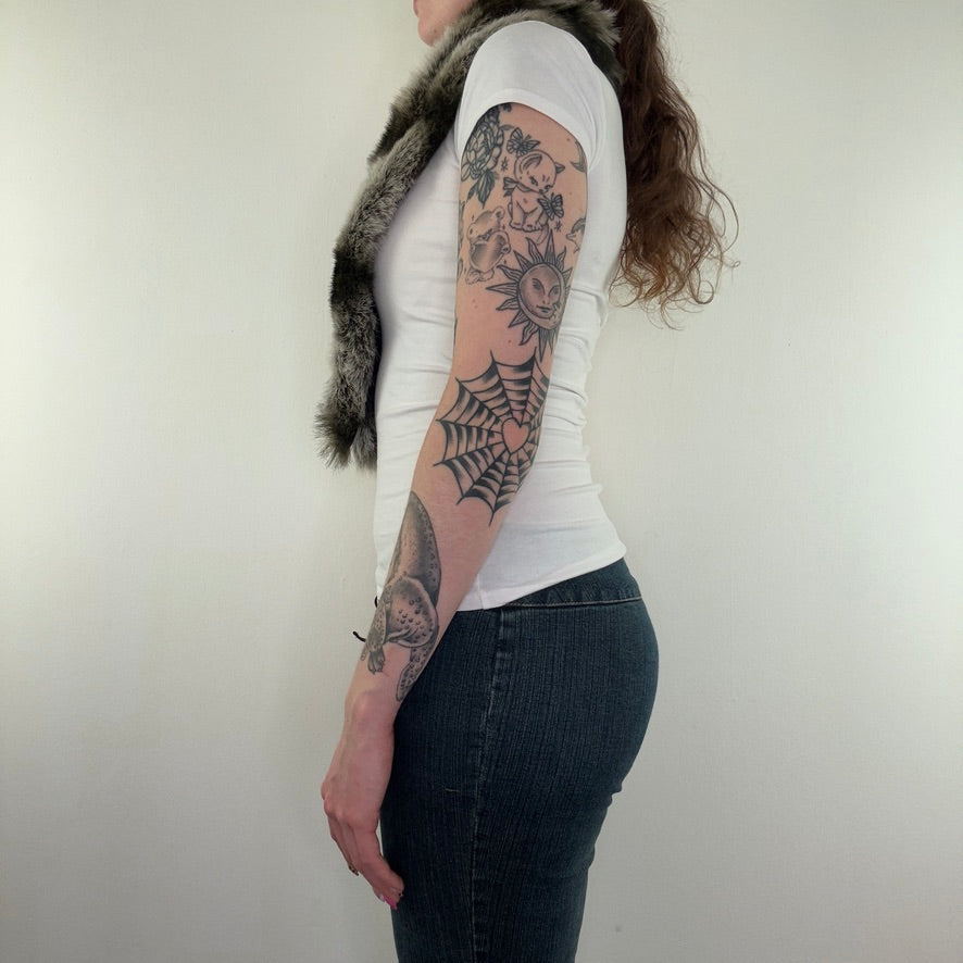 Y2K vintage faux fur striped scarf