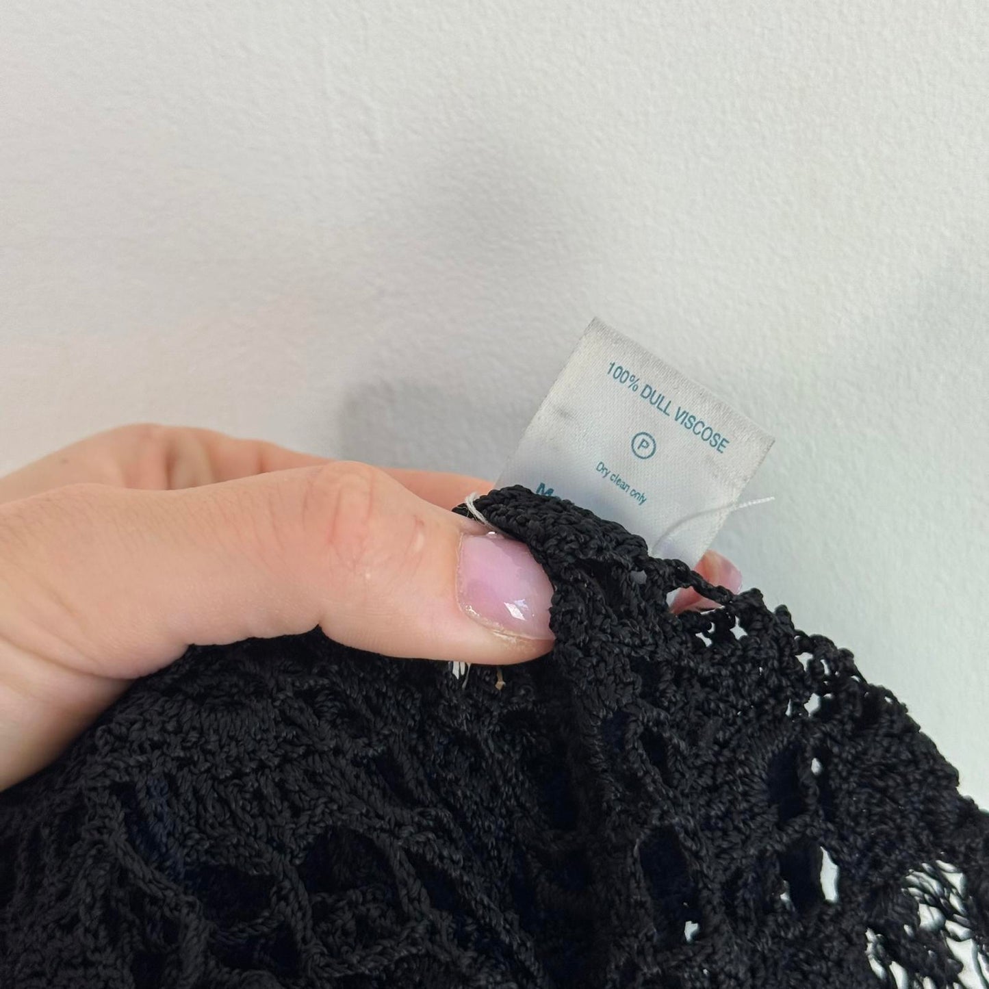 Y2K vintage crochet long flare sleeve jumper sheer knit v neck tassel lace up