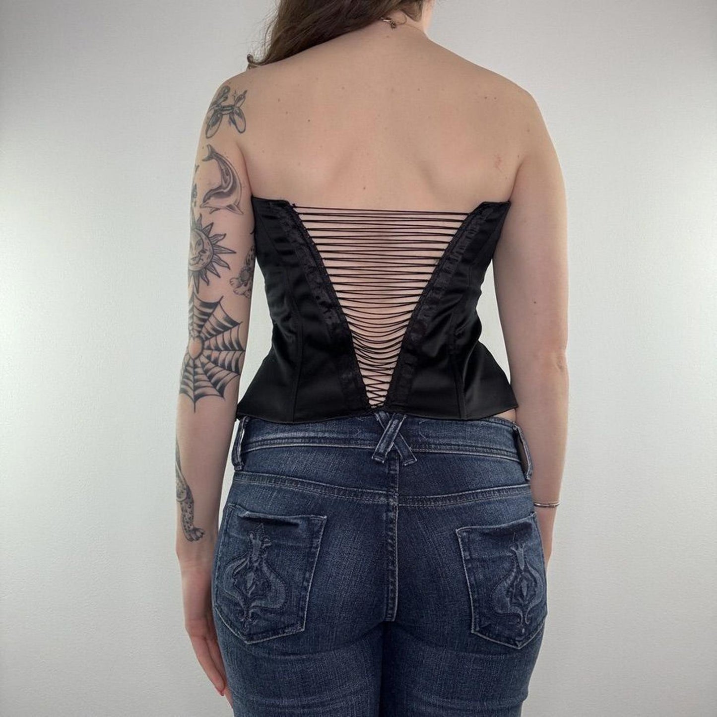 Y2K vintage fitted satin strapless bustier top