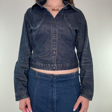 Y2K Chili Pepper glittery button up denim jacket