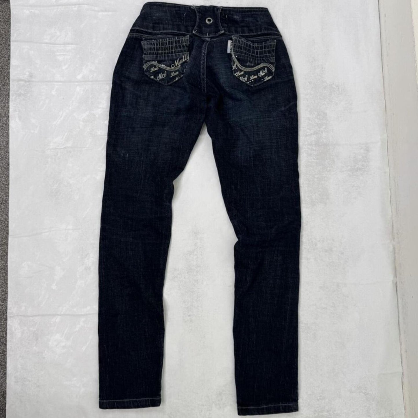 Y2K vintage super low rise jeans faded dark blue wash skinny jeans stretchy