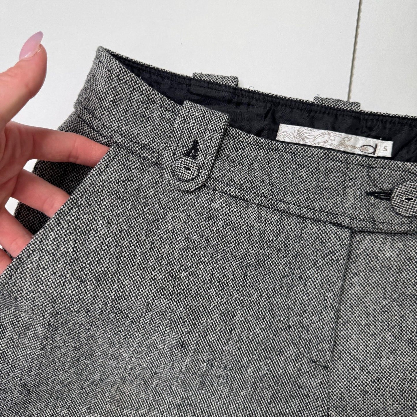 Y2K vintage tailored bootcut trousers low rise pants wool blend tweed formal