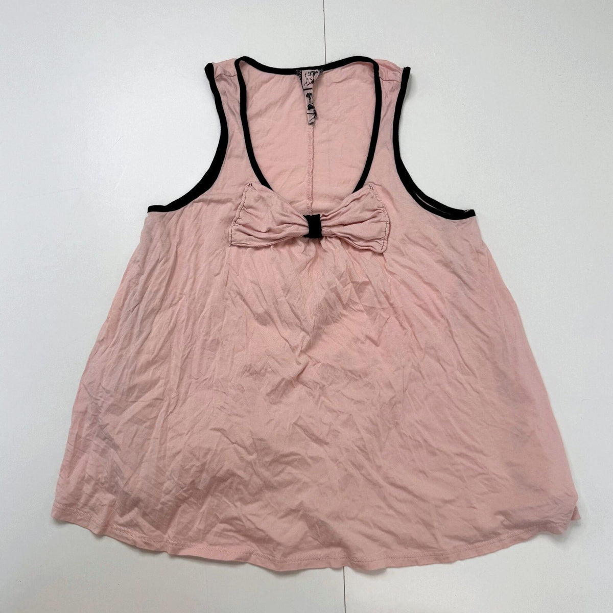 Y2K vintage tank top bow coquette baggy baby pink black