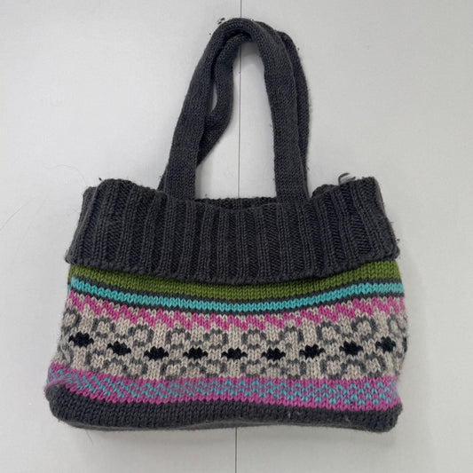 Y2K vintage wool shoulder bag pattern knitted medium boho ribbed floral stripe