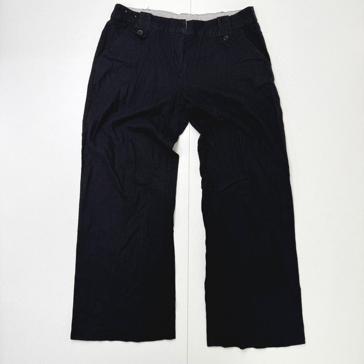 Y2K vintage linen blend tailored trousers formal office buttons wide leg summer