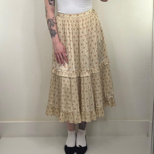 Polo Ralph Lauren Jaclyn midi skirt ditsy floral pleated a line cream BRAND NEW