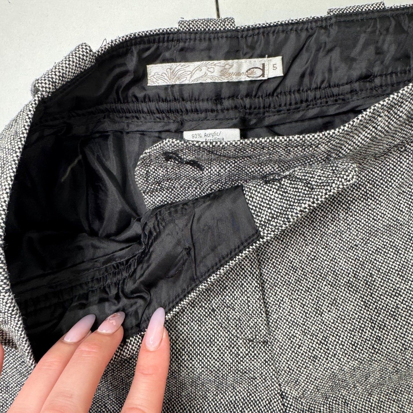 Y2K vintage tailored bootcut trousers low rise pants wool blend tweed formal