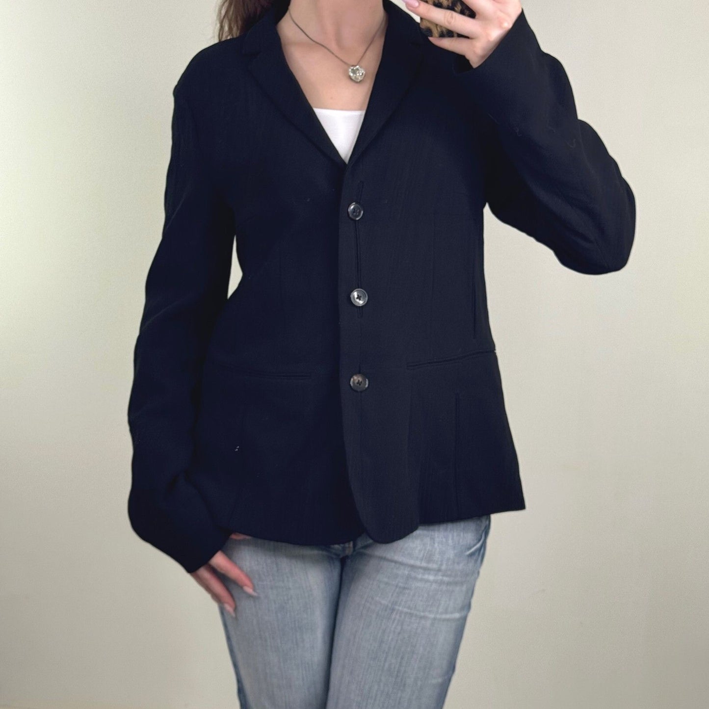 Vintage Jil Sander blazer jacket wool/ silk blend tailored button up v neck